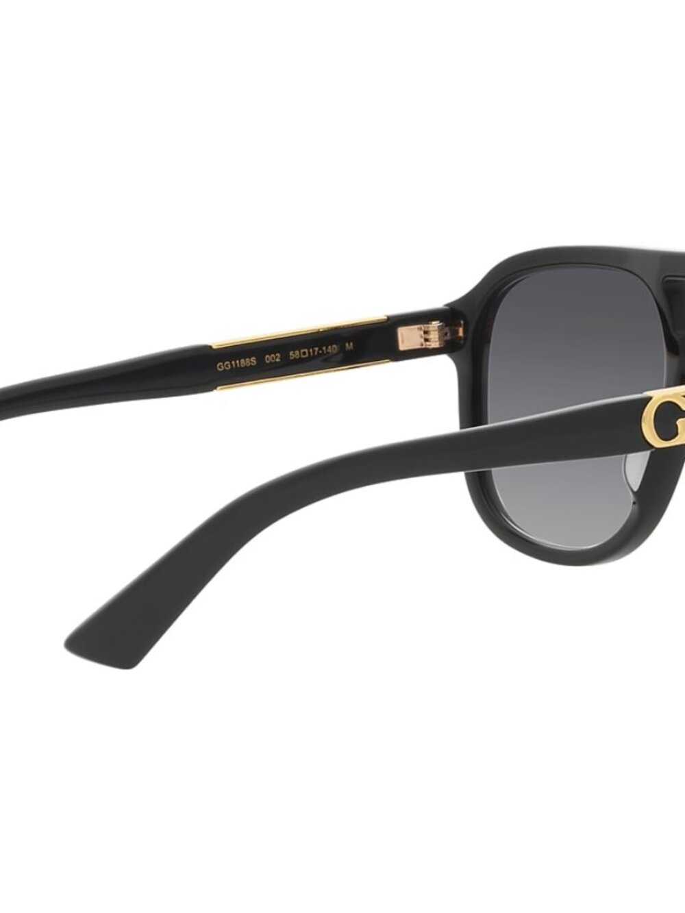 Gucci GG1188S 002 Black Aviator Sunglasses 58